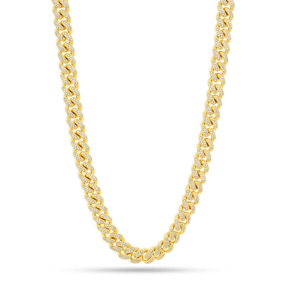 12mm Iced Miami Cuban Link Chain  in  Gold Plated / 14K Gold / 18" by King Ice