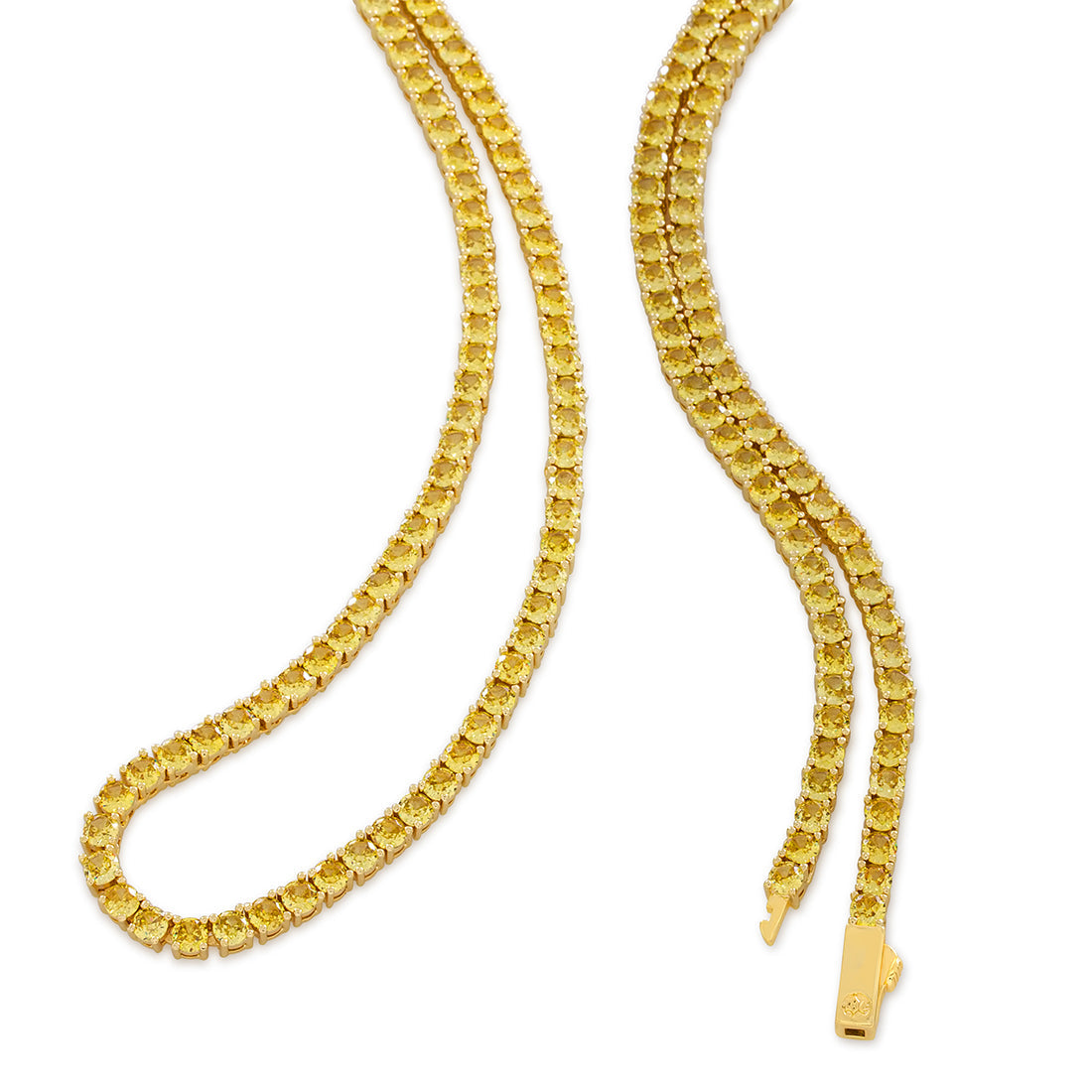 4mm Citrine Tennis Chain  in  Gold Plated / 14K Gold / 22" by King Ice