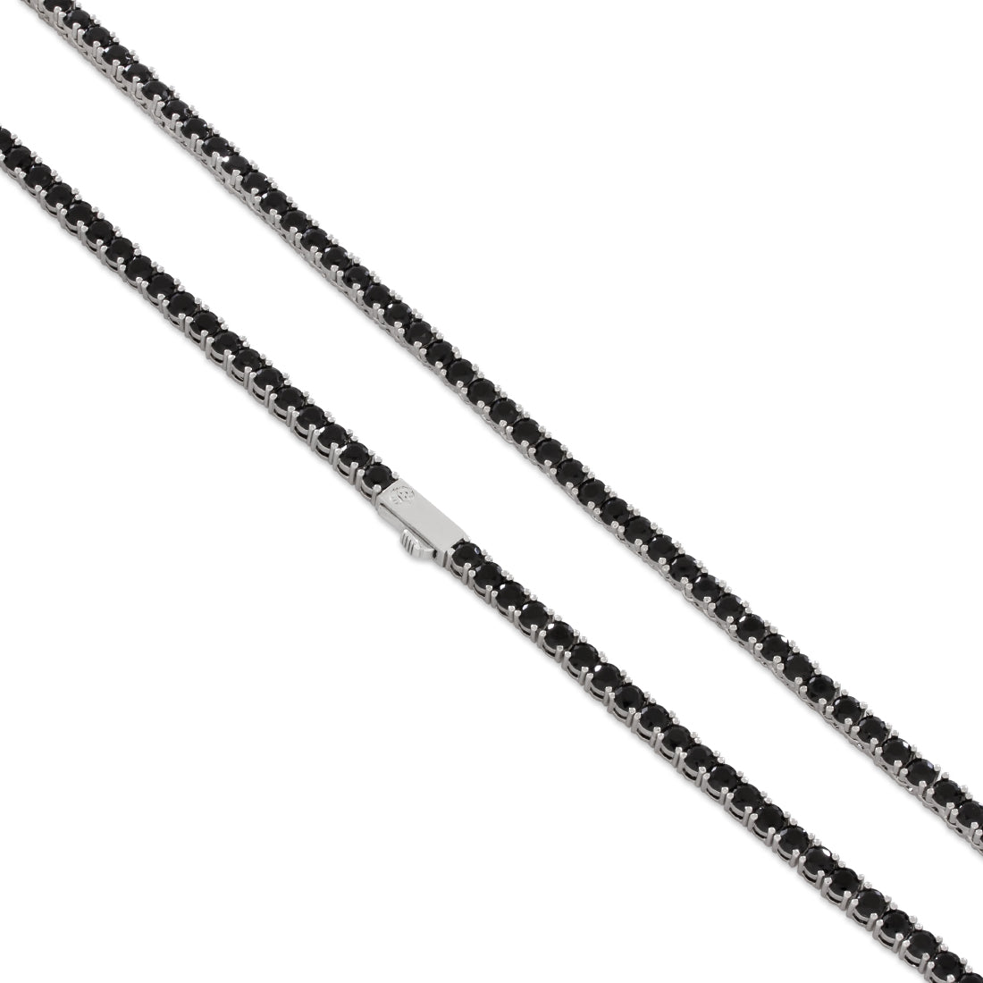 4mm Onyx Tennis Chain  in  Gold Plated / White Gold / 22" by King Ice