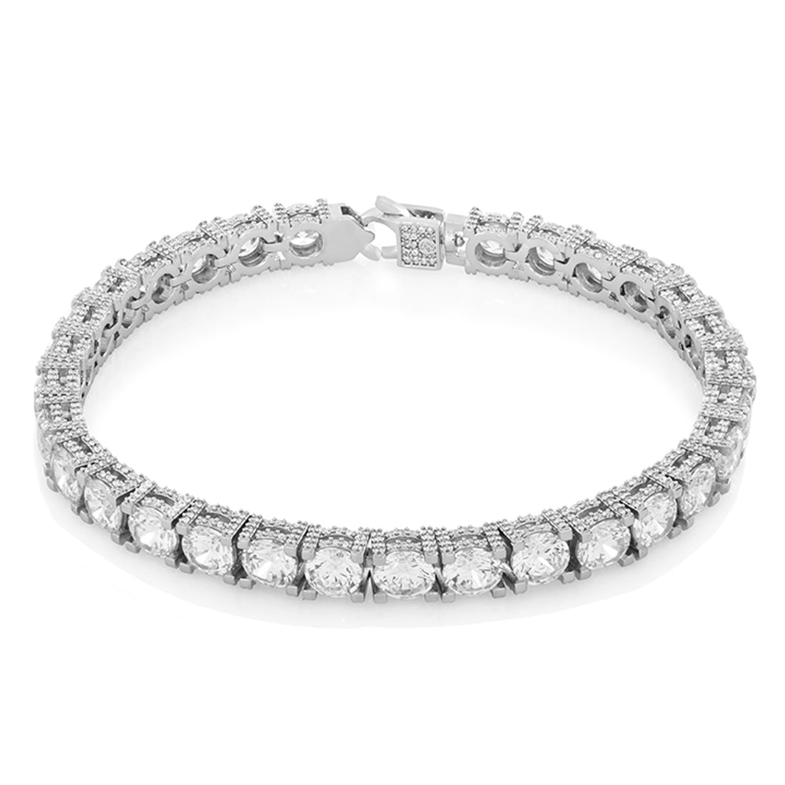 6mm Icy Tennis Bracelet  in  Gold Plated / White Gold / 8" by King Ice