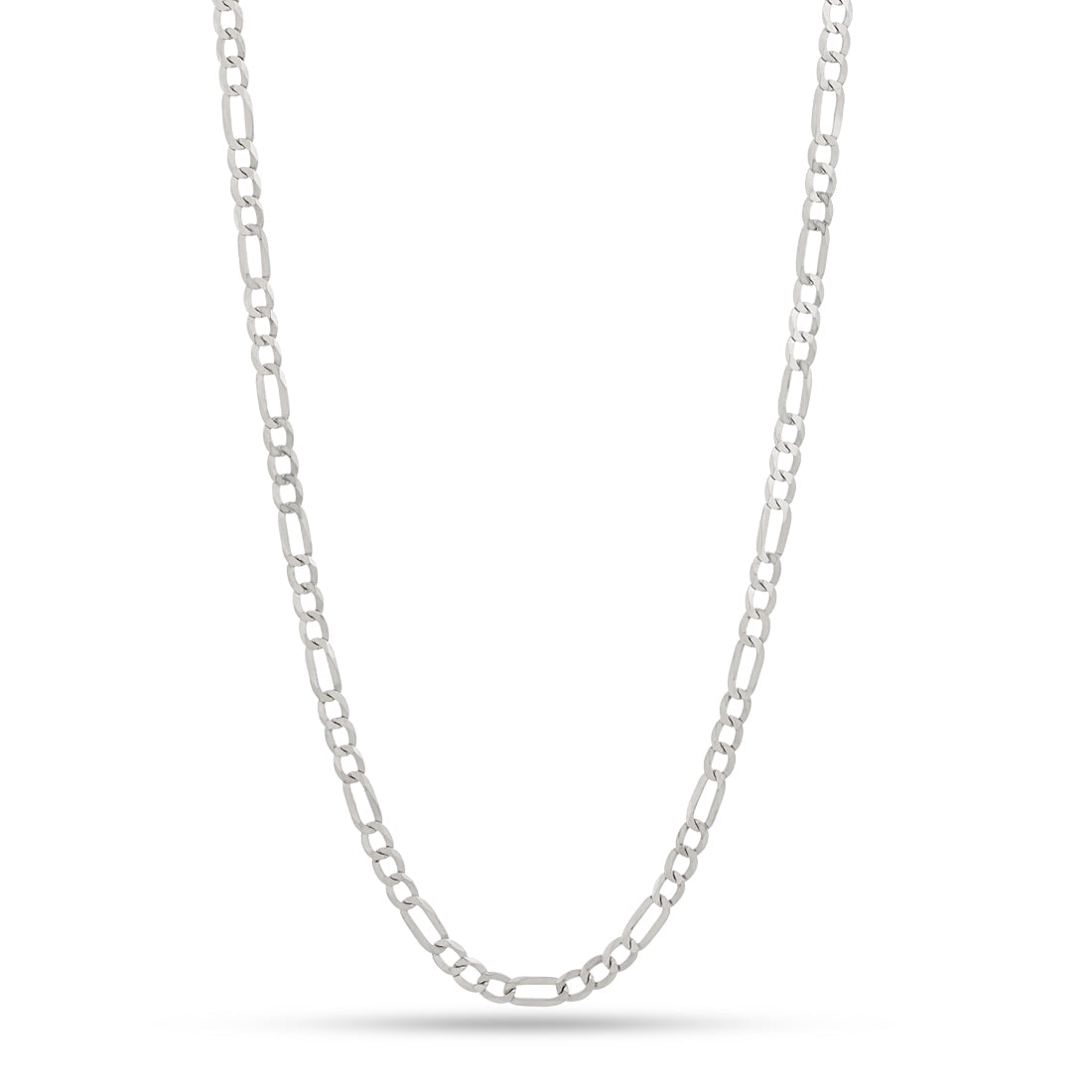 8mm Figaro Chain  in  Sterling Silver / White Gold / 20" by King Ice