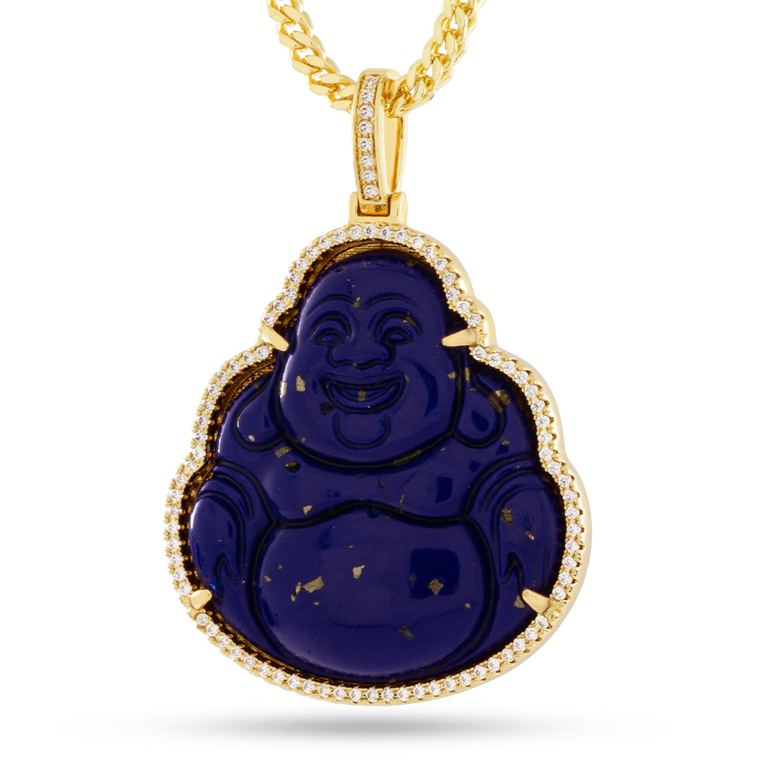 Blue Lapis Buddha Necklace  in  14K Gold / 1.4" by King Ice