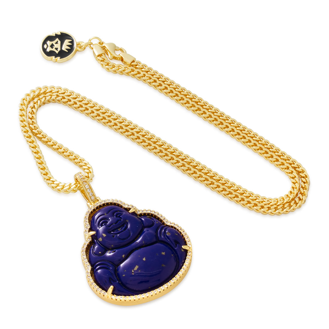 Blue Lapis Buddha Necklace  in  14K Gold / 1.4" by King Ice