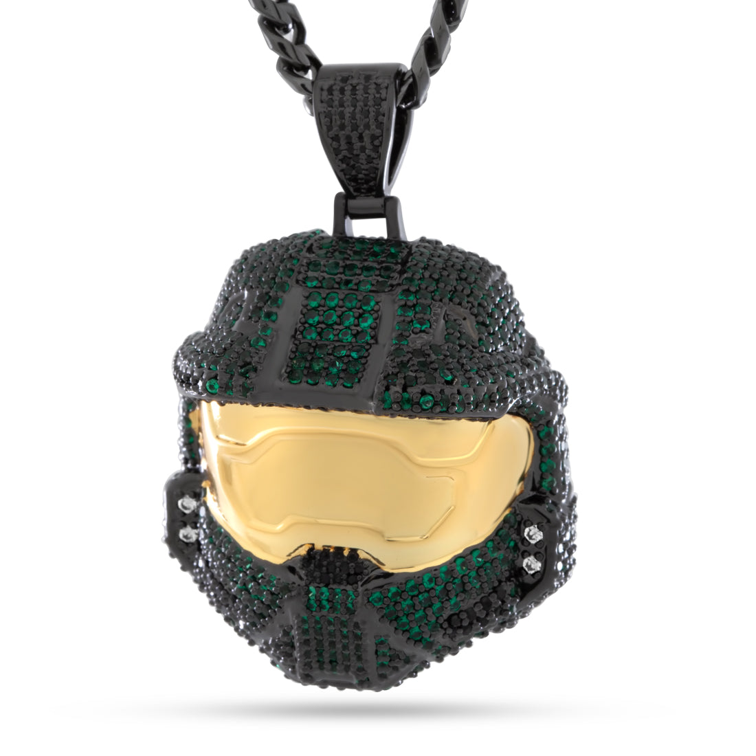 Halo x King Ice - Mark VI Helmet Necklace  in  Black Gold / 2.2" by King Ice