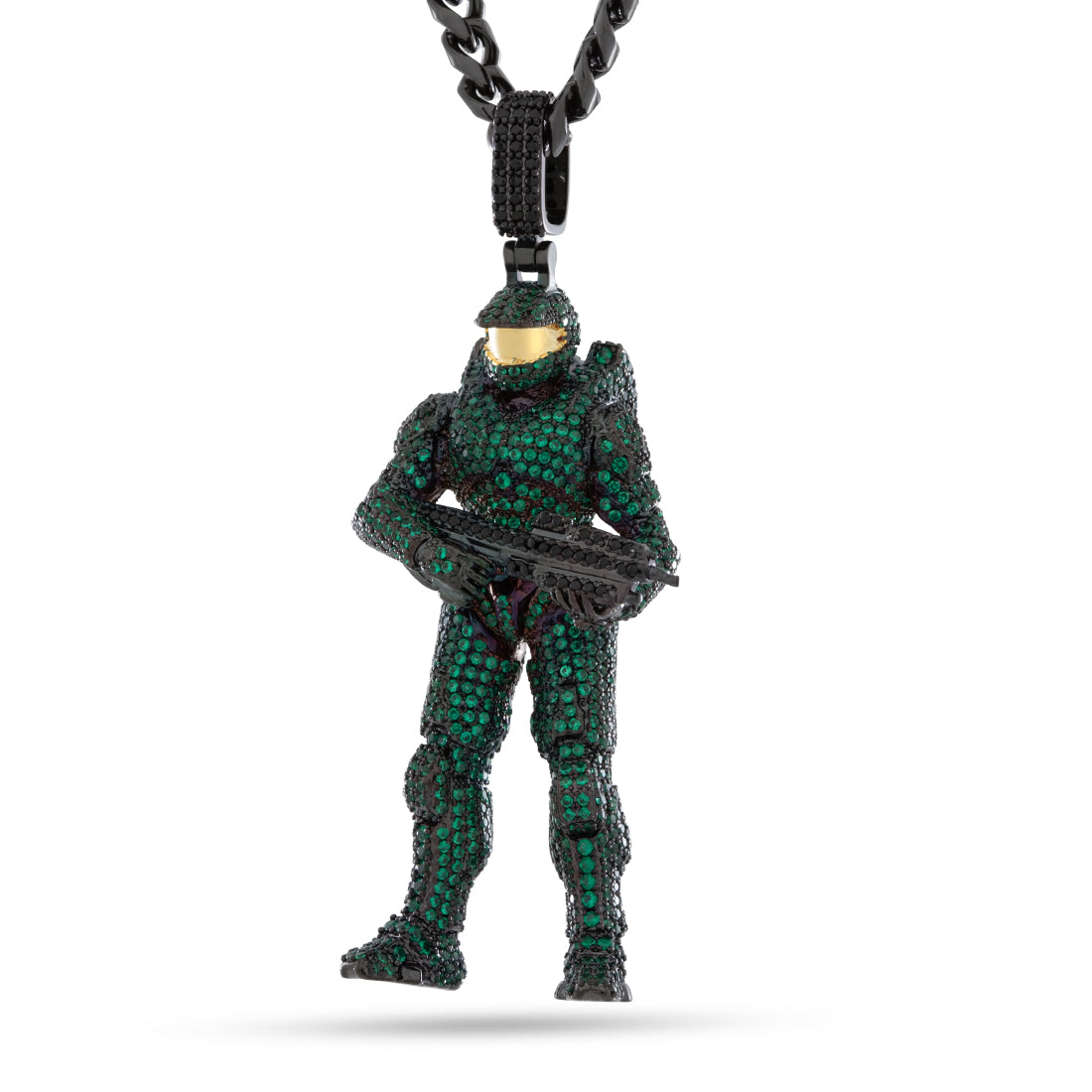 Halo x King Ice - Mark VI Master Chief Necklace  in  Black Gold / 2.8" by King Ice