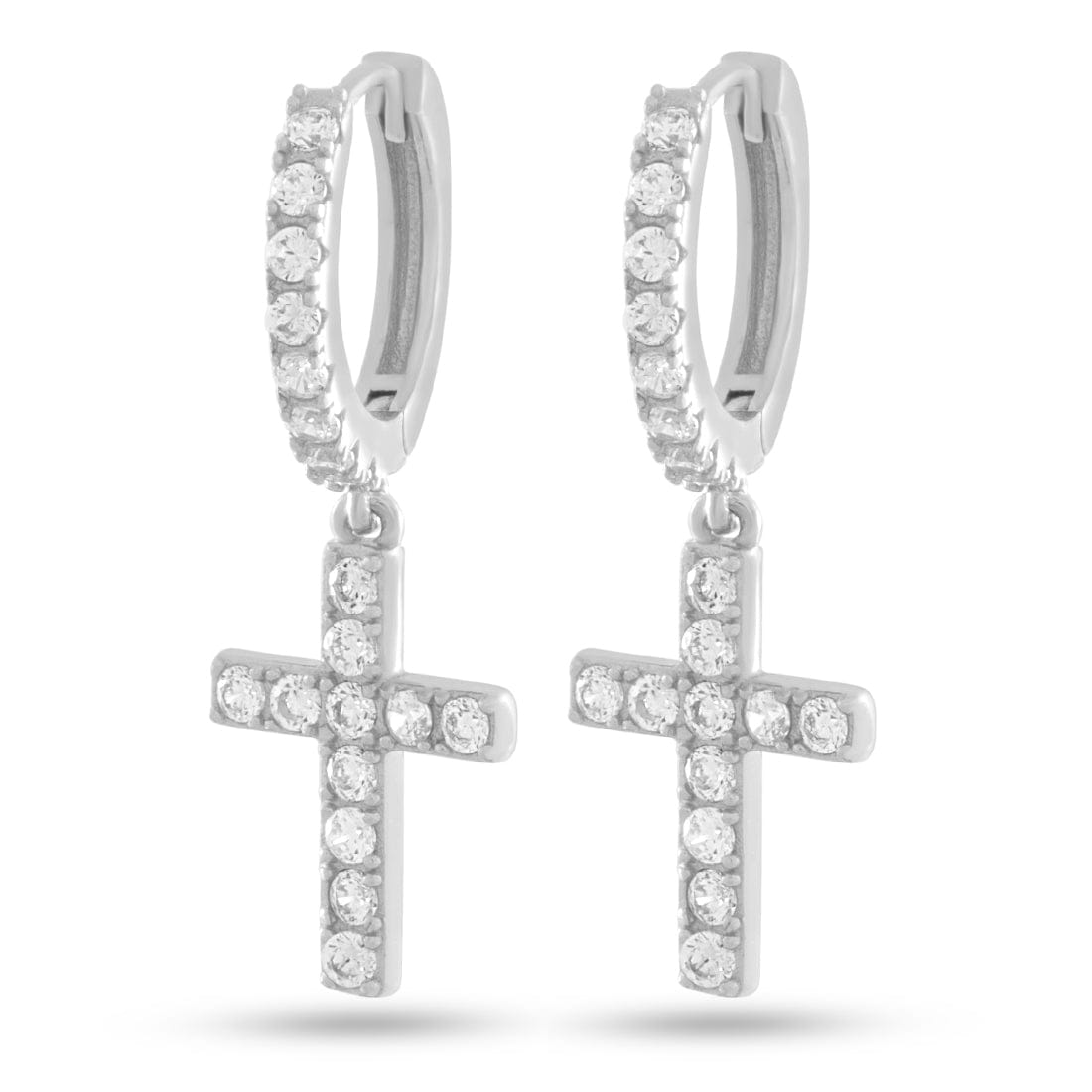 Cross of Centrality Earrings  in  White Gold / 1.1" by King Ice