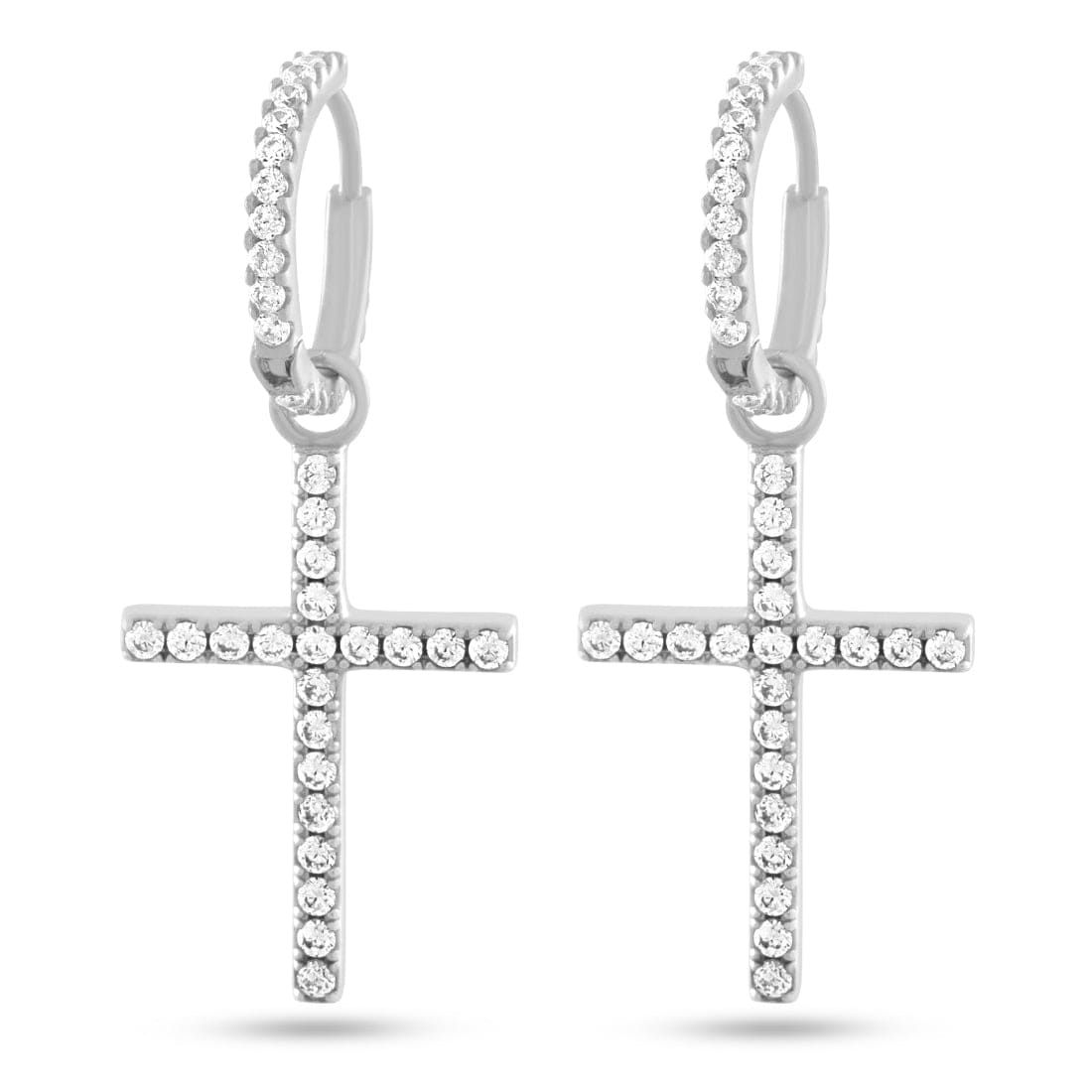 Cross of Centrality Earrings  in  White Gold / 1.6" by King Ice