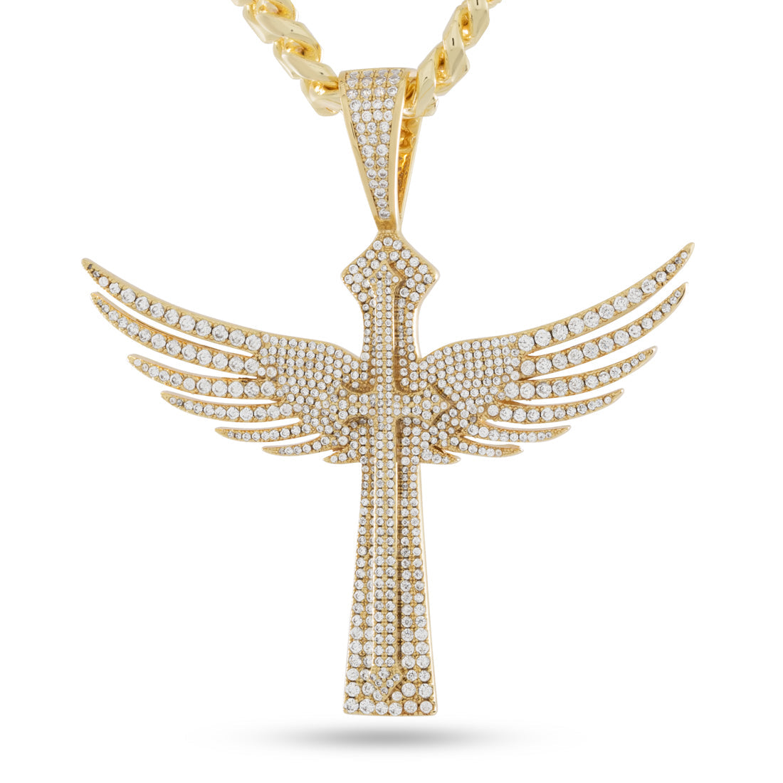 Cross of Heaven and Earth Necklace  in  14K Gold / 2.9" by King Ice