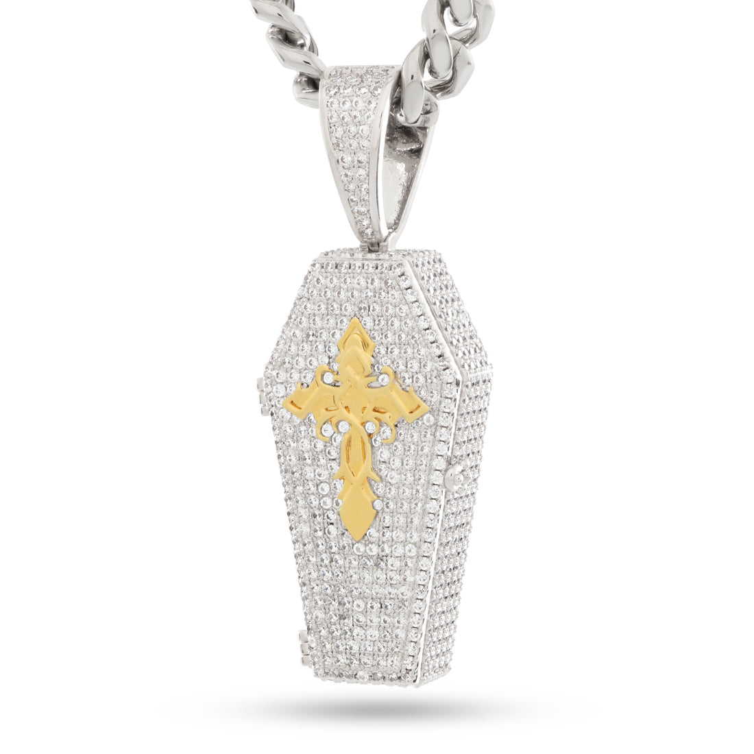 Designed by Mike Zombie - Bed for a Legend Stash Necklace  in  Gold Plated / White Gold / 2.3" by King Ice