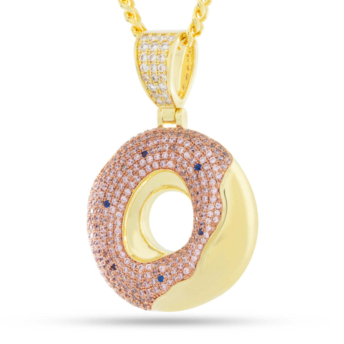 Donut Necklace  in  14K Gold / 1.8" by King Ice