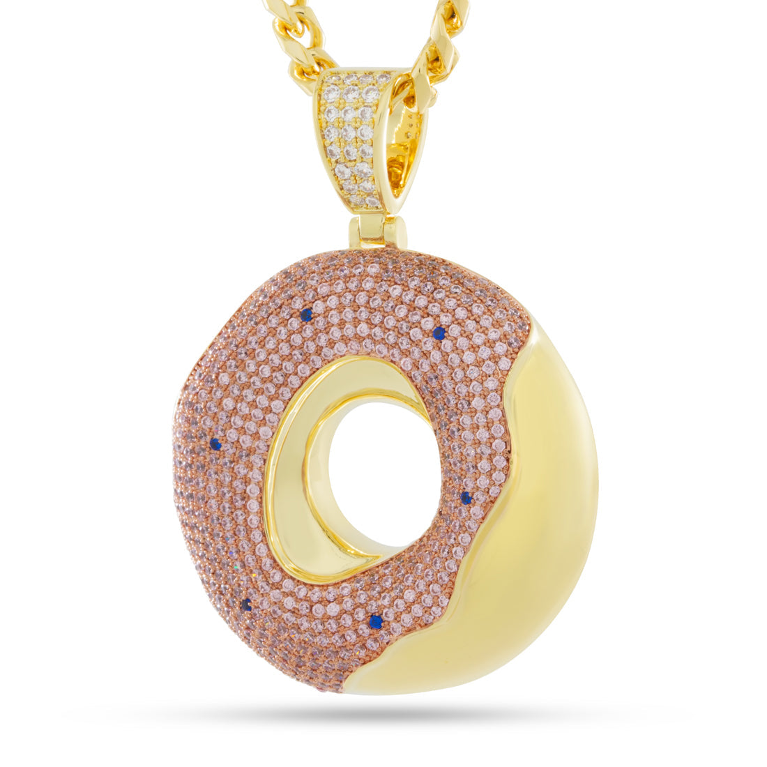 Donut Necklace  in  14K Gold / 2.2" by King Ice