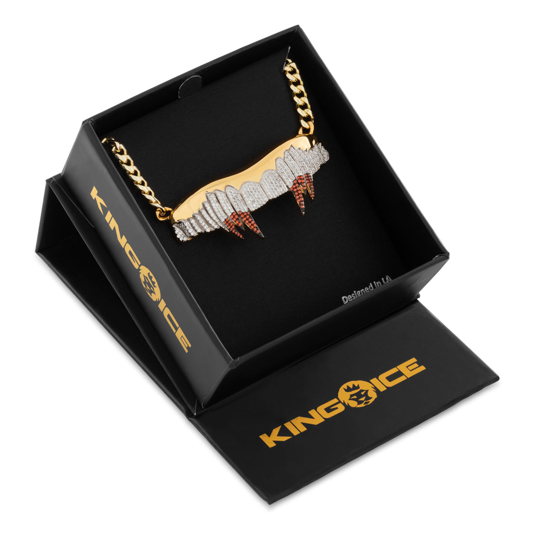 LE Vamp Fangs Necklace  in  14K Gold / 1" by King Ice