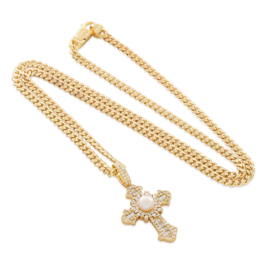 Pearl of Wisdom Cross Necklace  in  by King Ice