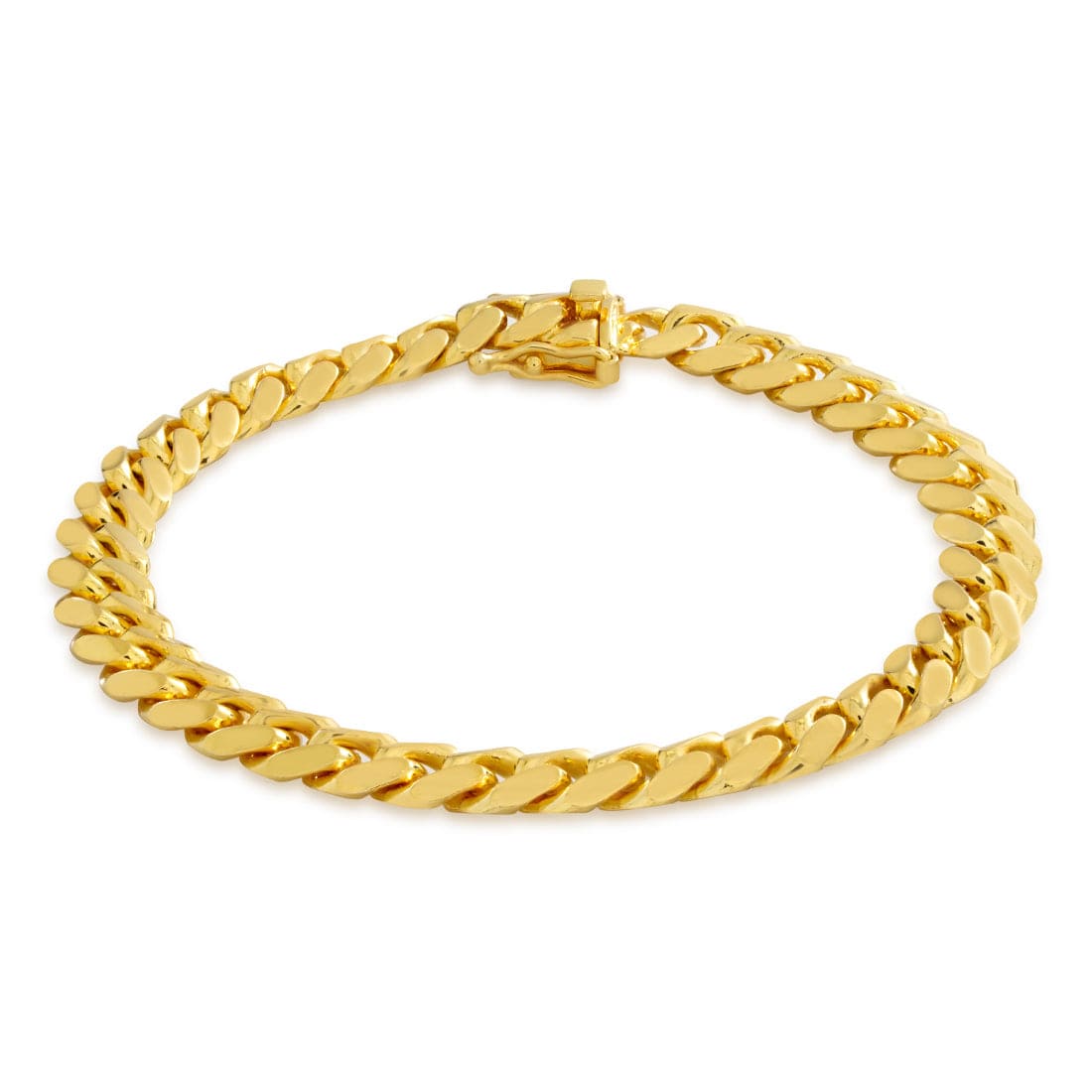 Solid Gold 5mm Miami Cuban Link Bracelet  in  Solid Gold / 14K Gold / 8" by King Ice