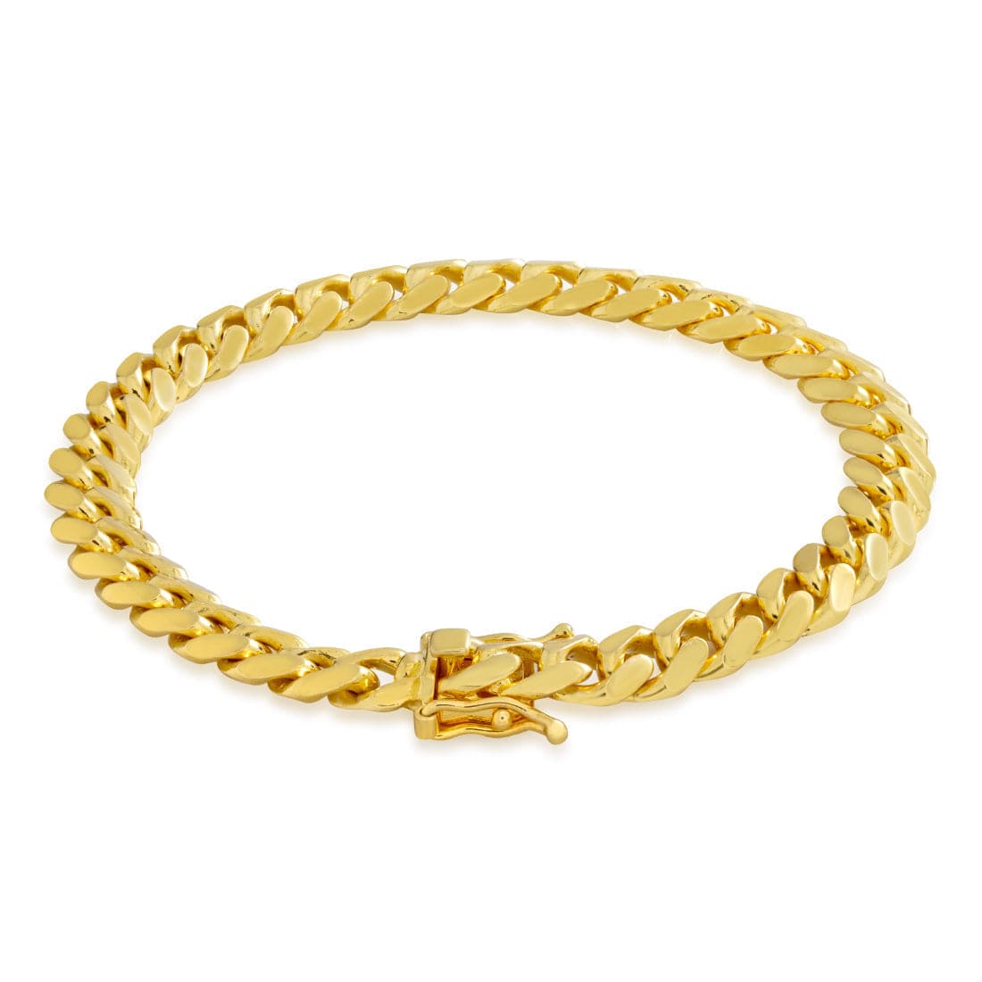 Solid Gold 5mm Miami Cuban Link Bracelet  in  Solid Gold / 14K Gold / 8" by King Ice