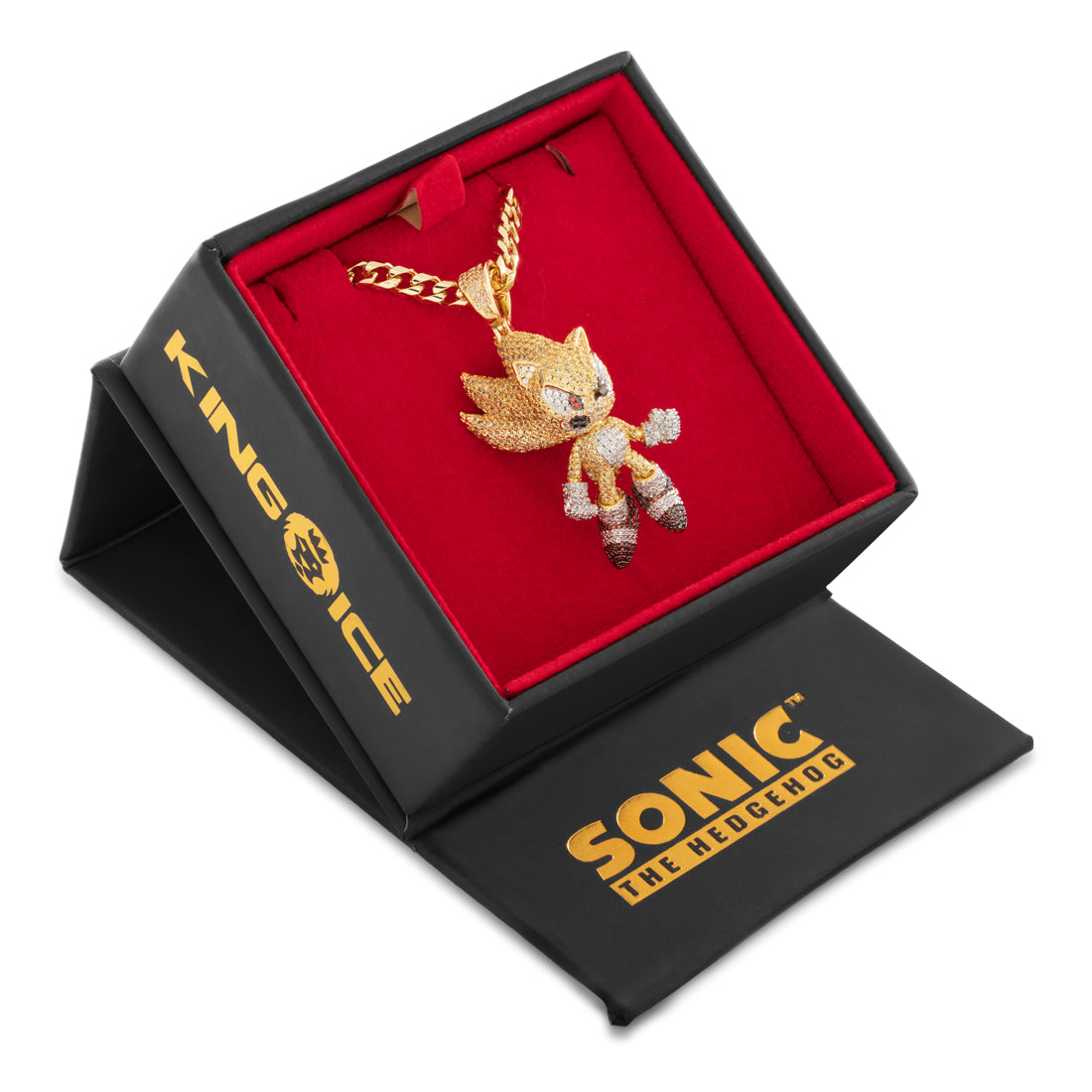 Sonic the Hedgehog x King Ice - Fast Super Sonic Necklace  in  14K Gold / 2.3" by King Ice