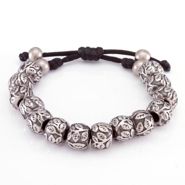 Steel Flower Bracelet by MARZ  in  White Gold / Adjustable by King Ice