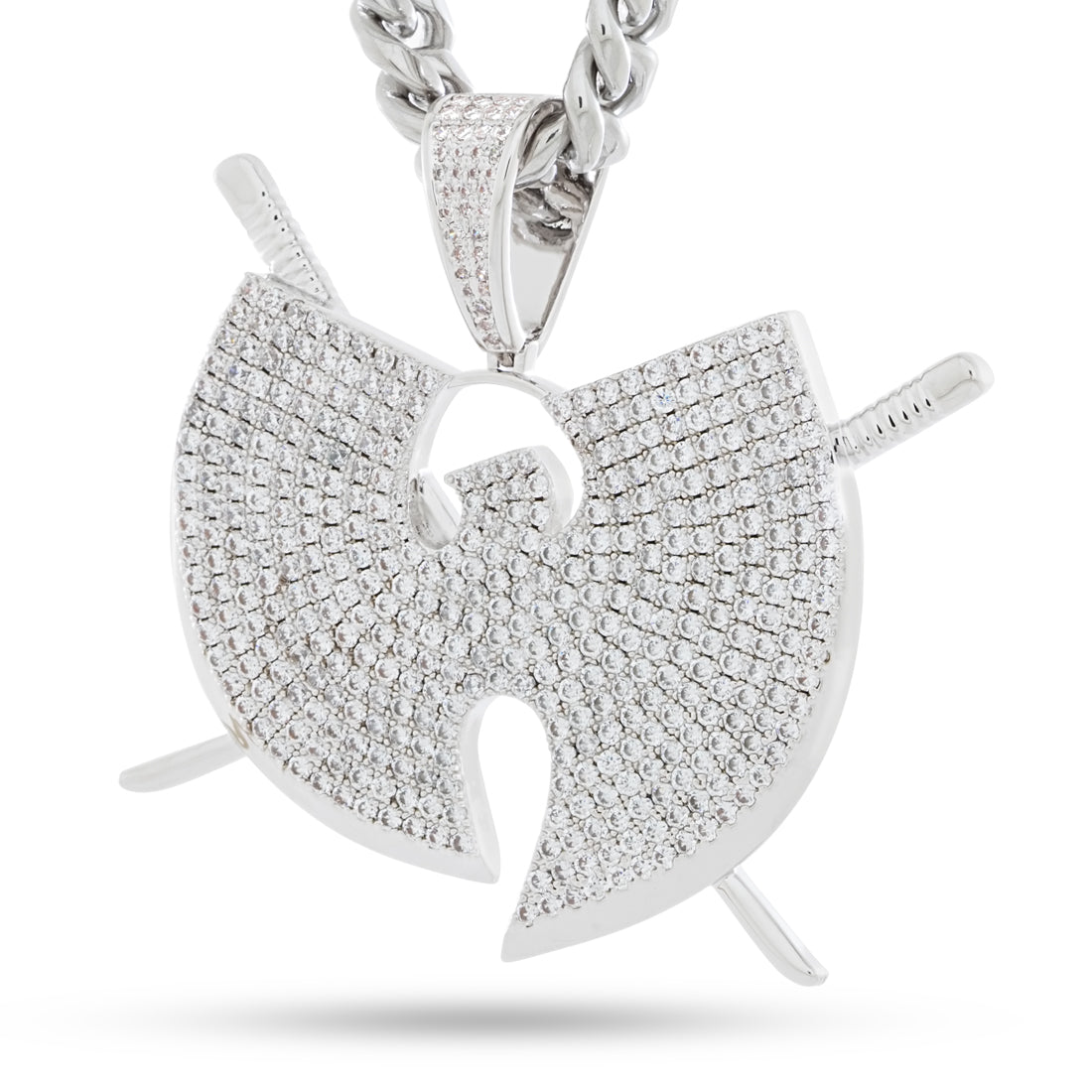 Wu-Tang x King Ice - Lyrical Swords Necklace  in  White Gold / 2.3" by King Ice