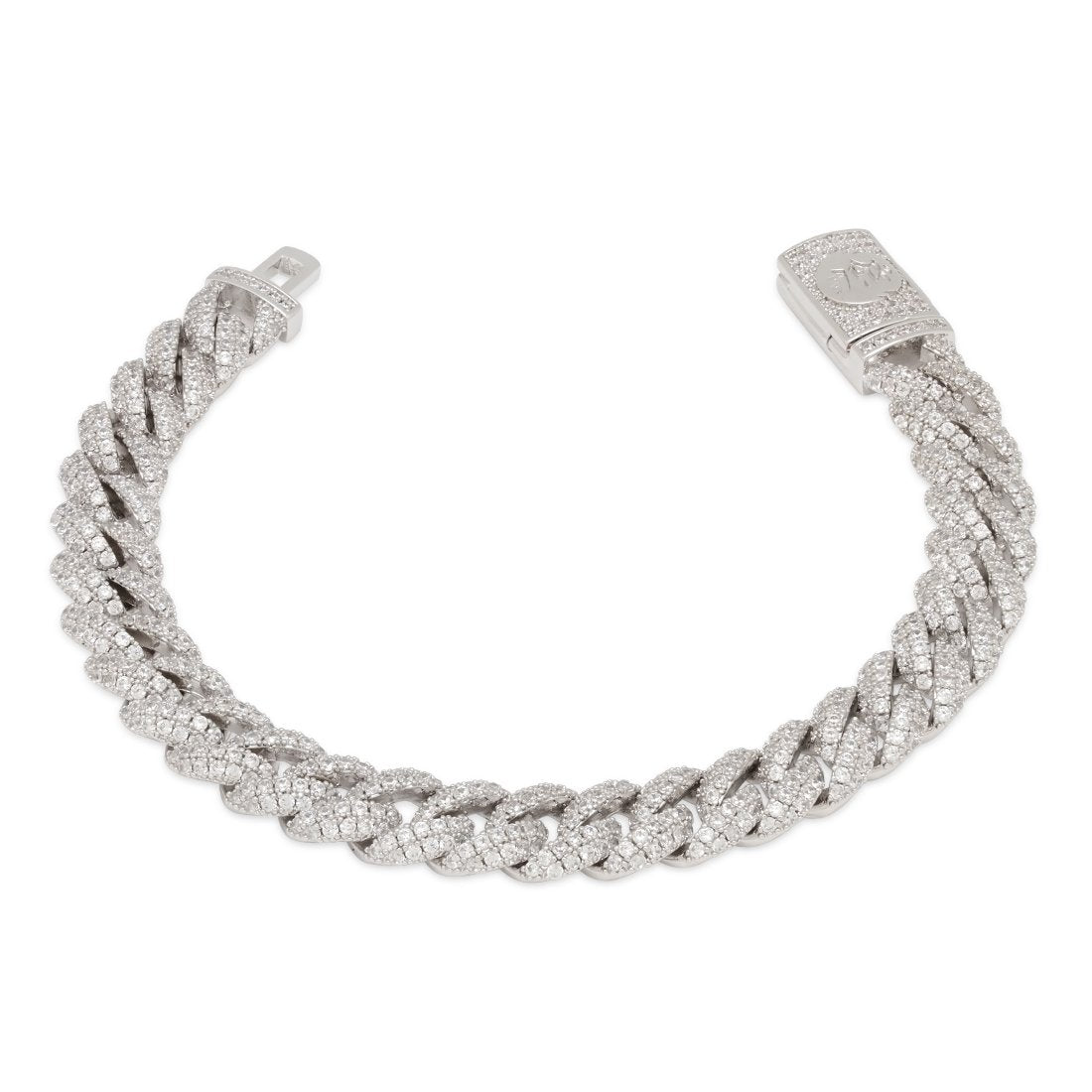 10mm Iced Miami Cuban Link Bracelet  in  White Gold / 7" by King Ice