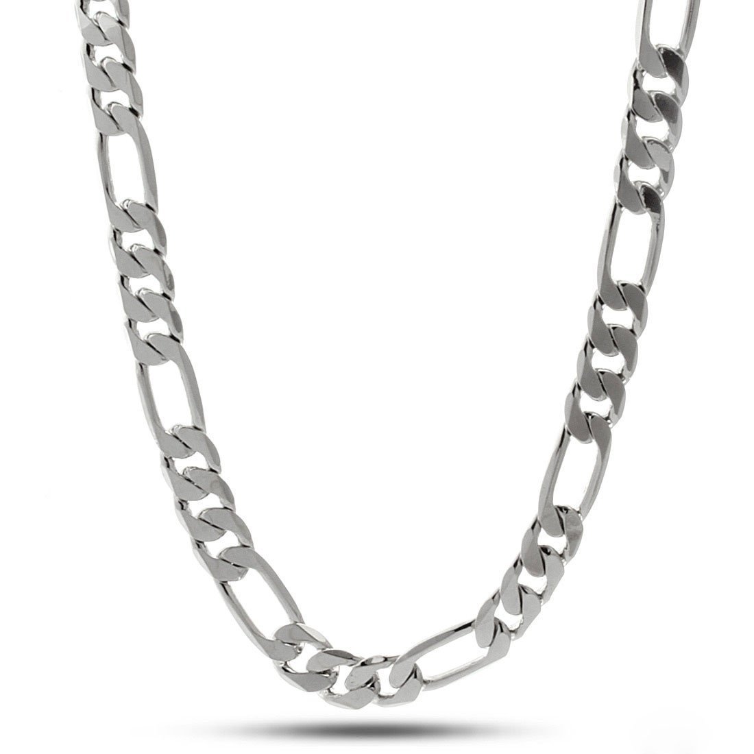 10mm Italian Figaro Chain  in  Gold Plated / White Gold / 18" by King Ice