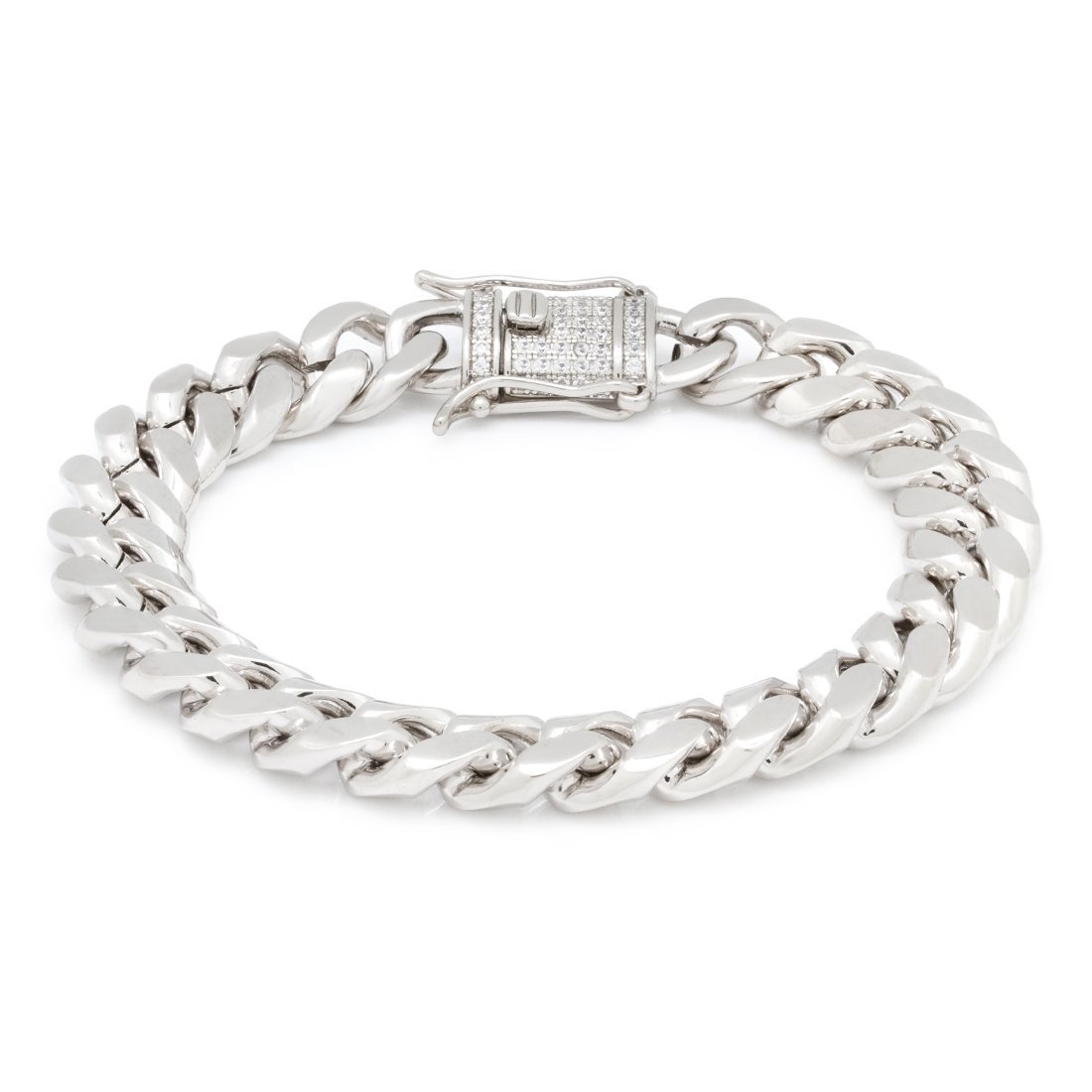 10mm Miami Cuban Link Bracelet  in  White Gold / 8" by King Ice