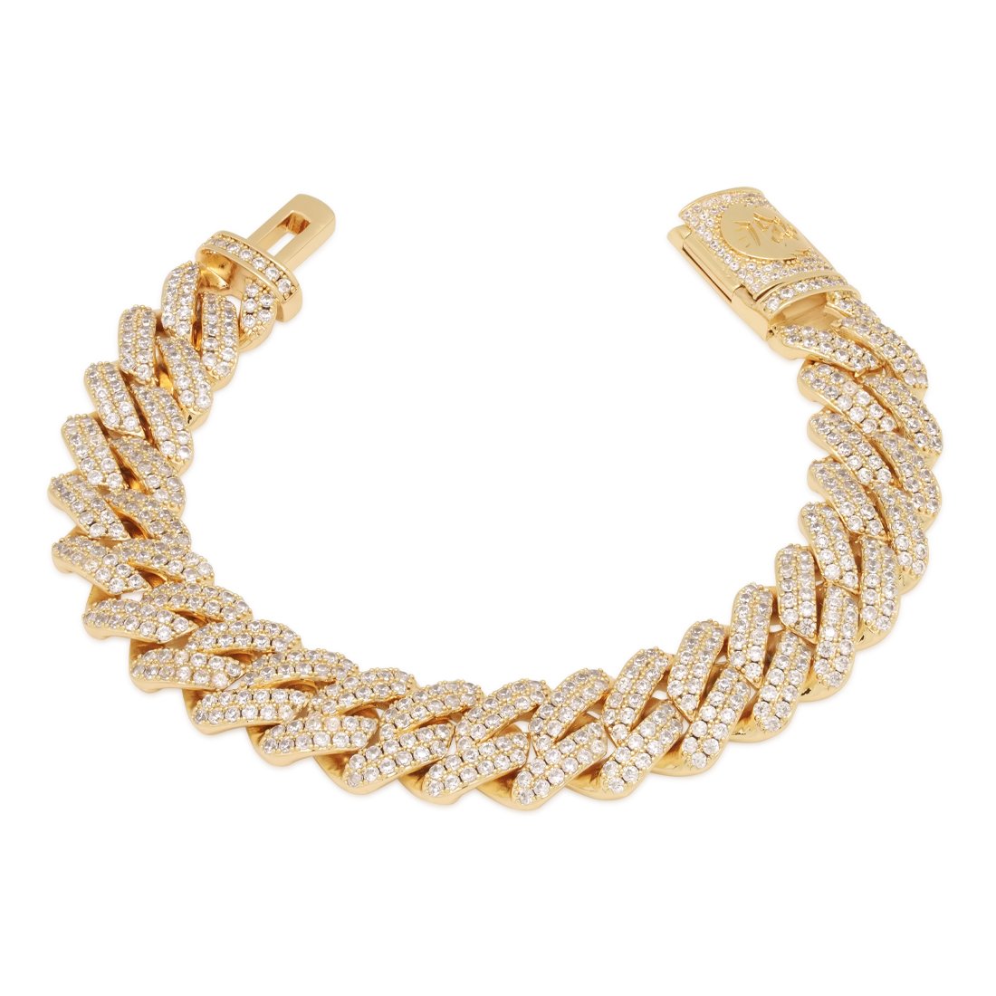 12mm Iced Diamond Cut Miami Cuban Link Bracelet  in  14K Gold / 7" by King Ice