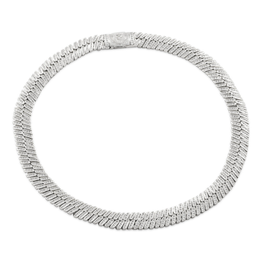 12mm Iced Herringbone Chain  in  Gold Plated / White Gold / 18" by King Ice