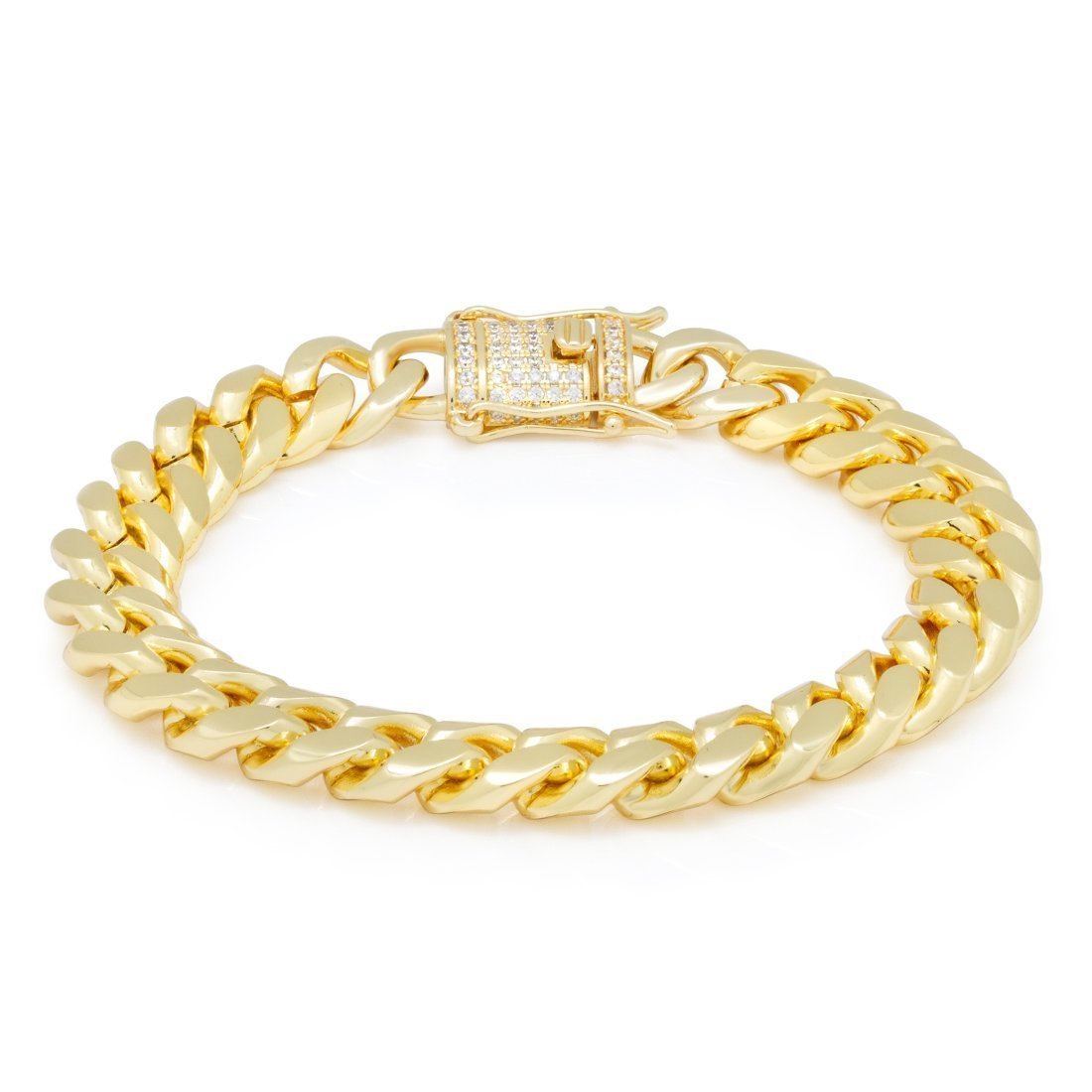 12mm Miami Cuban Link Bracelet  in  Gold Plated / 14K Gold / 8" by King Ice