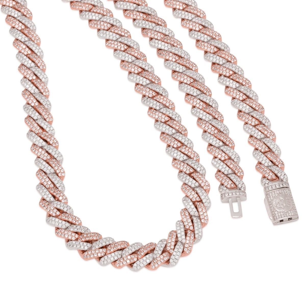 12mm Rose Gold Iced Diamond-Cut Miami Cuban Link Chain  in  by King Ice