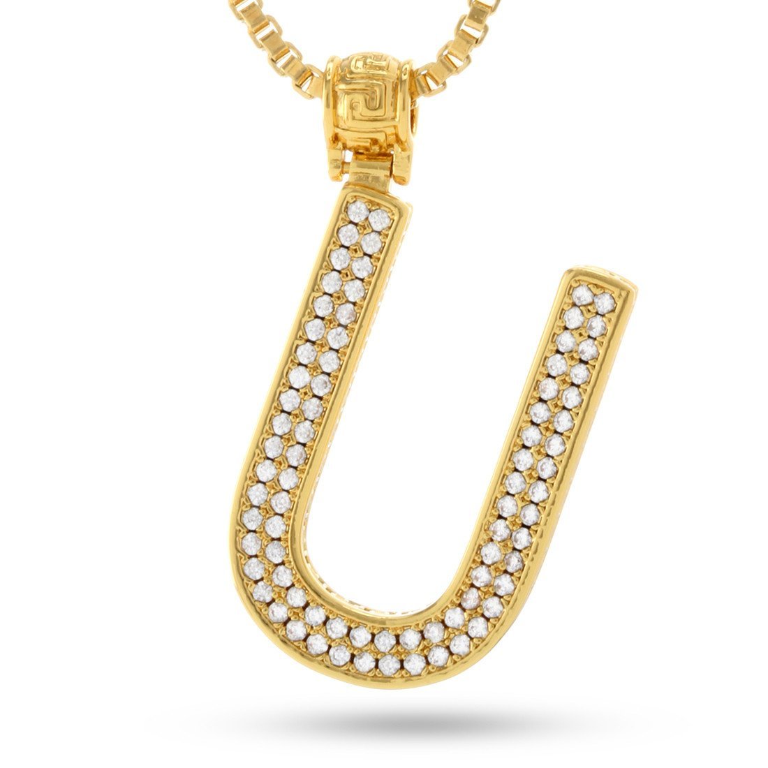 14K Gold Letter "U" Necklace  in  14K Gold / 1.6" by King Ice