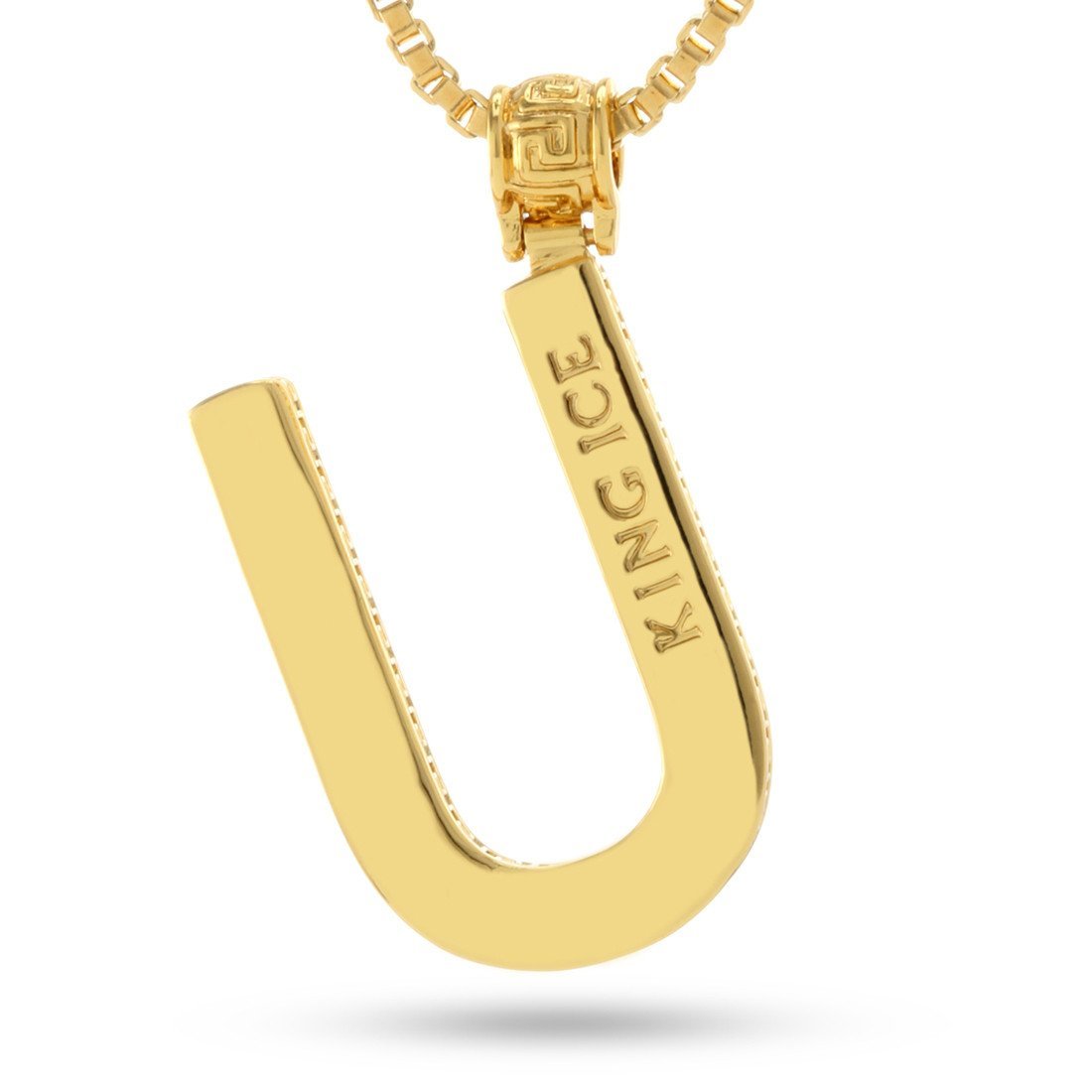 14K Gold Letter "U" Necklace  in  14K Gold / 1.6" by King Ice