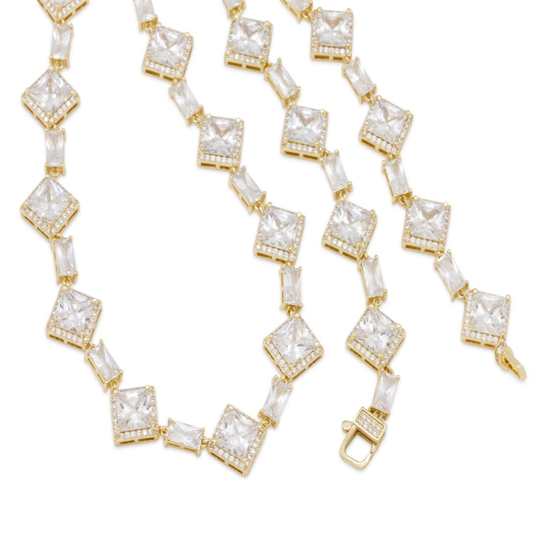 14mm Clustered Princess-Cut Tennis Chain  in  by King Ice