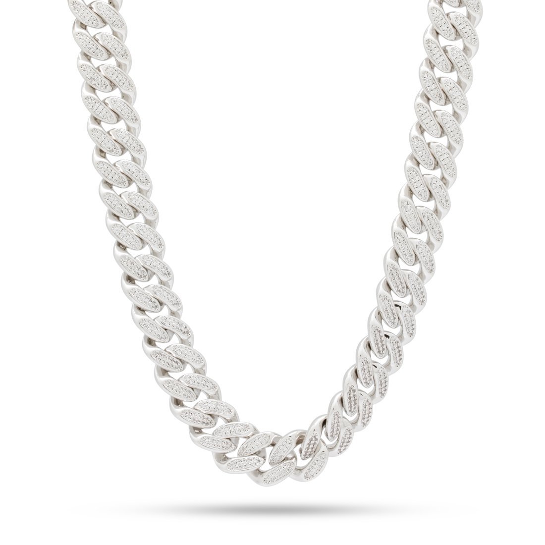 15mm Classic Iced Miami Cuban Link Chain  in  Gold Plated / White Gold / 18" by King Ice