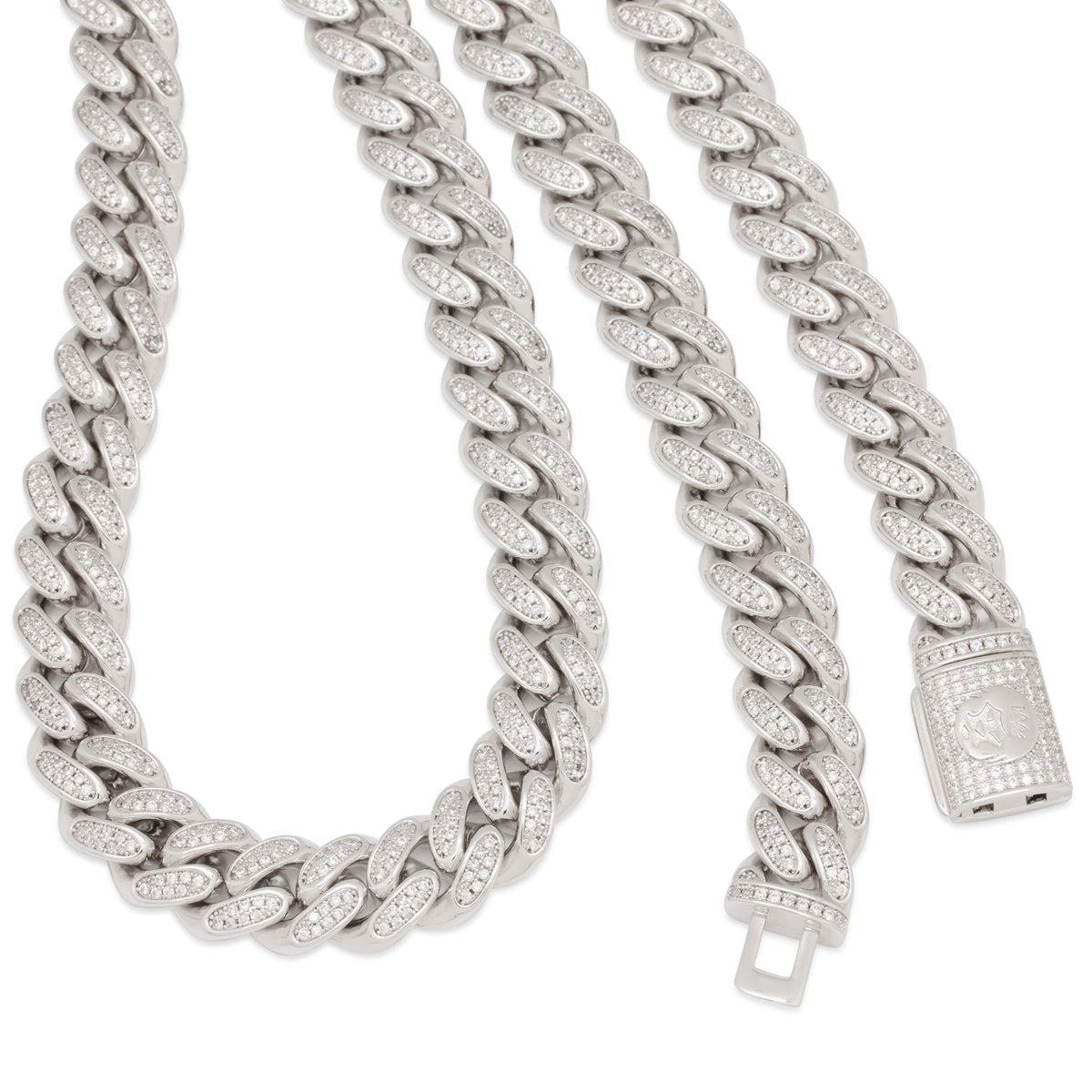 15mm Iced Miami Cuban Link Chain  in  by King Ice