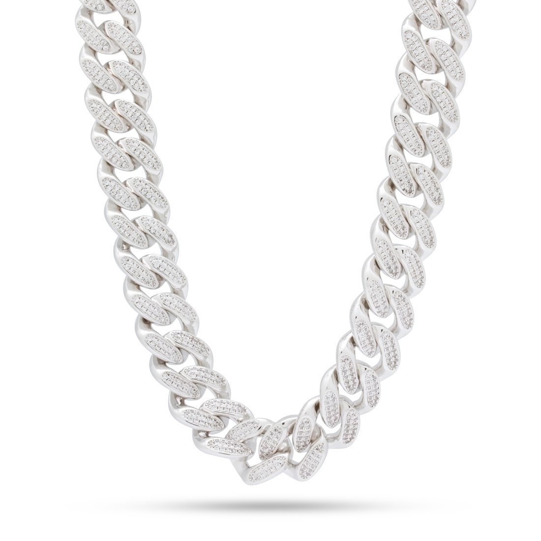 18mm Classic Iced Miami Cuban Link Chain  in  Gold Plated / White Gold / 18" by King Ice