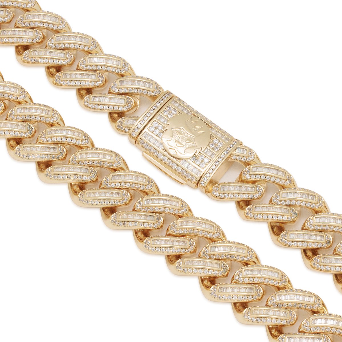 18mm Iced Baguette Miami Cuban Link Chain  in  by King Ice