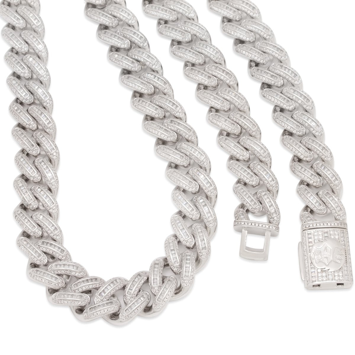 18mm Iced Baguette Miami Cuban Link Chain  in  by King Ice