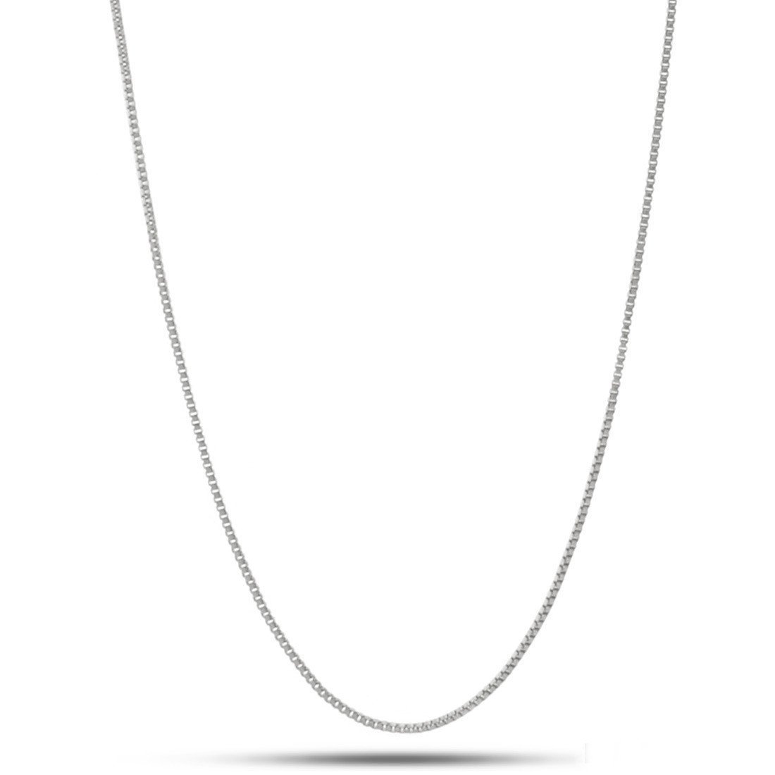 1mm Box Chain  in  Sterling Silver / White Gold / 16" by King Ice