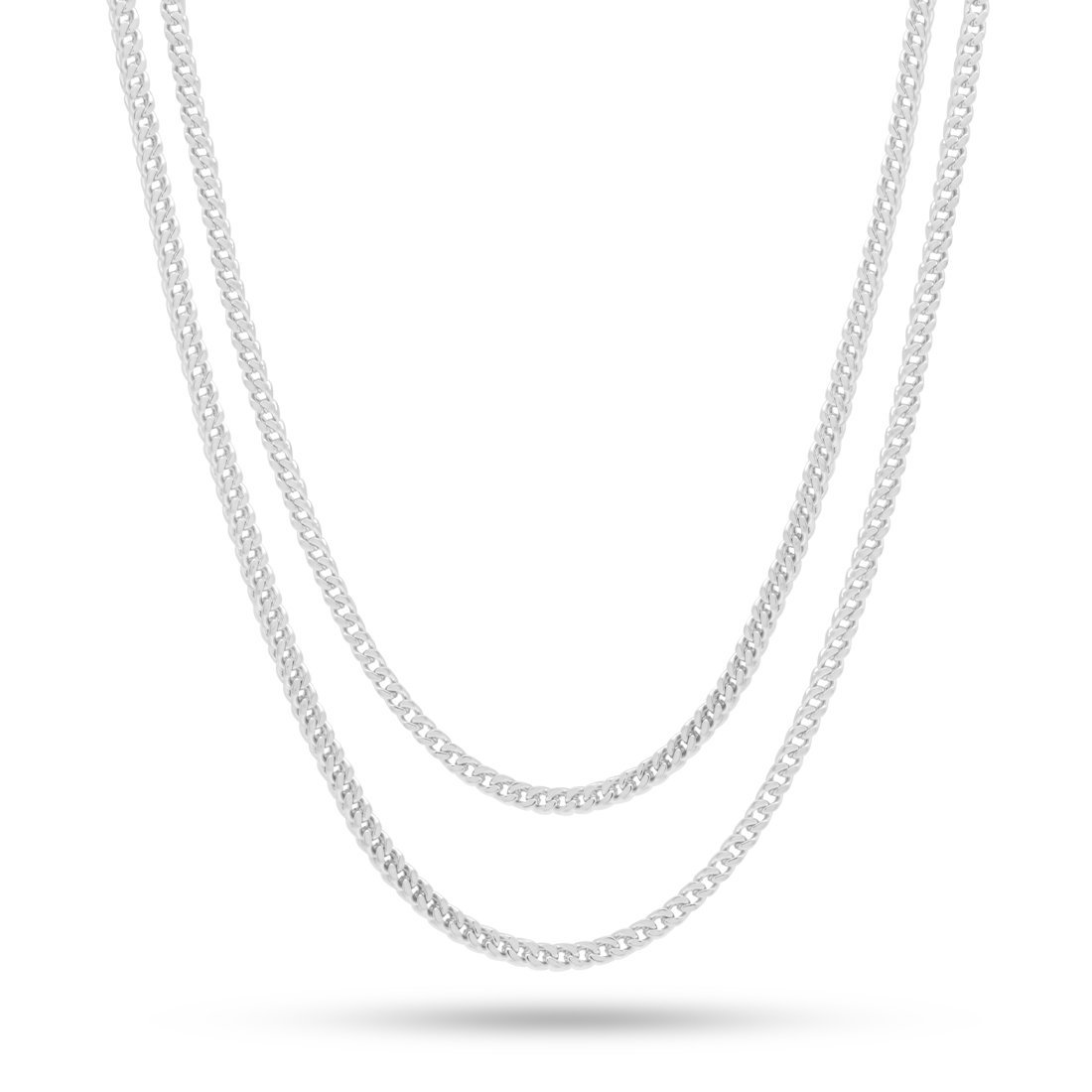 3mm Franco Chain Choker Set  in  Gold Plated / White Gold / 18"/20" by King Ice