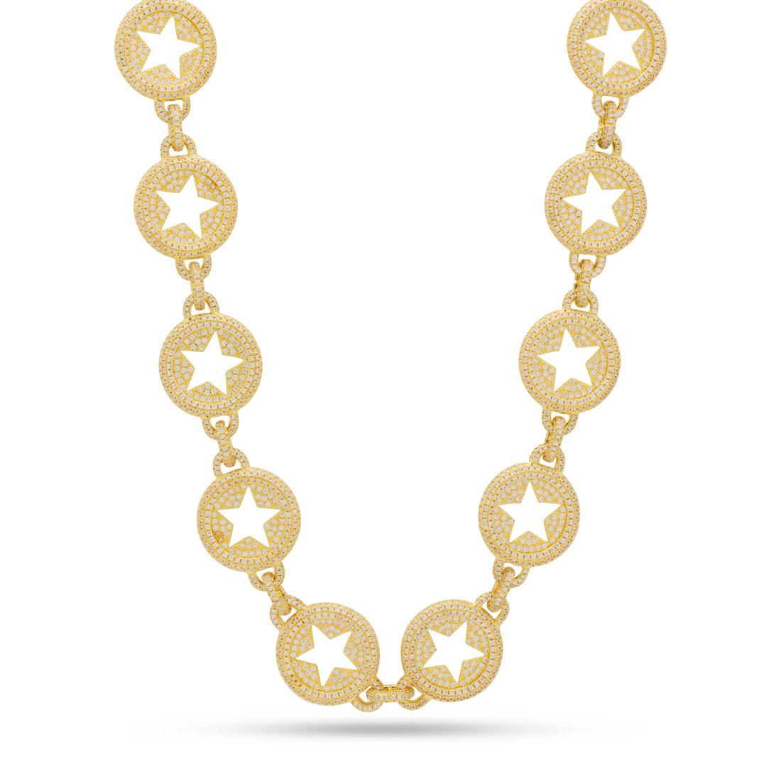 20mm Circled Star Chain  in  Gold Plated / 14K Gold / 18" by King Ice