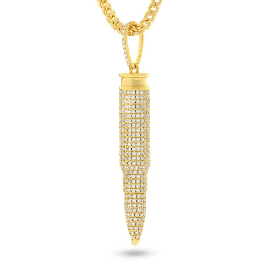 .223 Caliber Bullet Necklace  in  14K Gold / 2" by King Ice