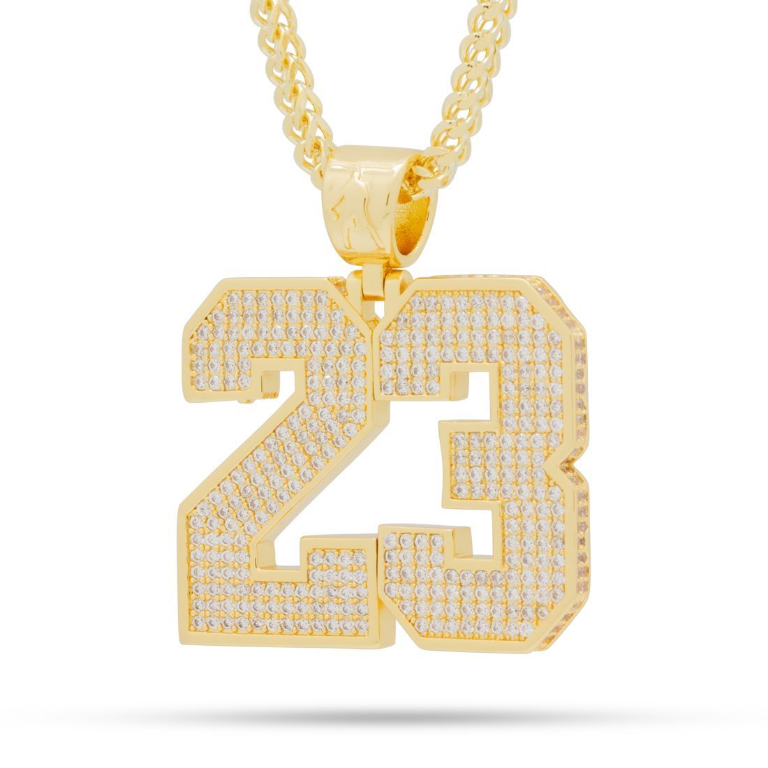 23 Necklace  in  14K Gold / 1.6" by King Ice