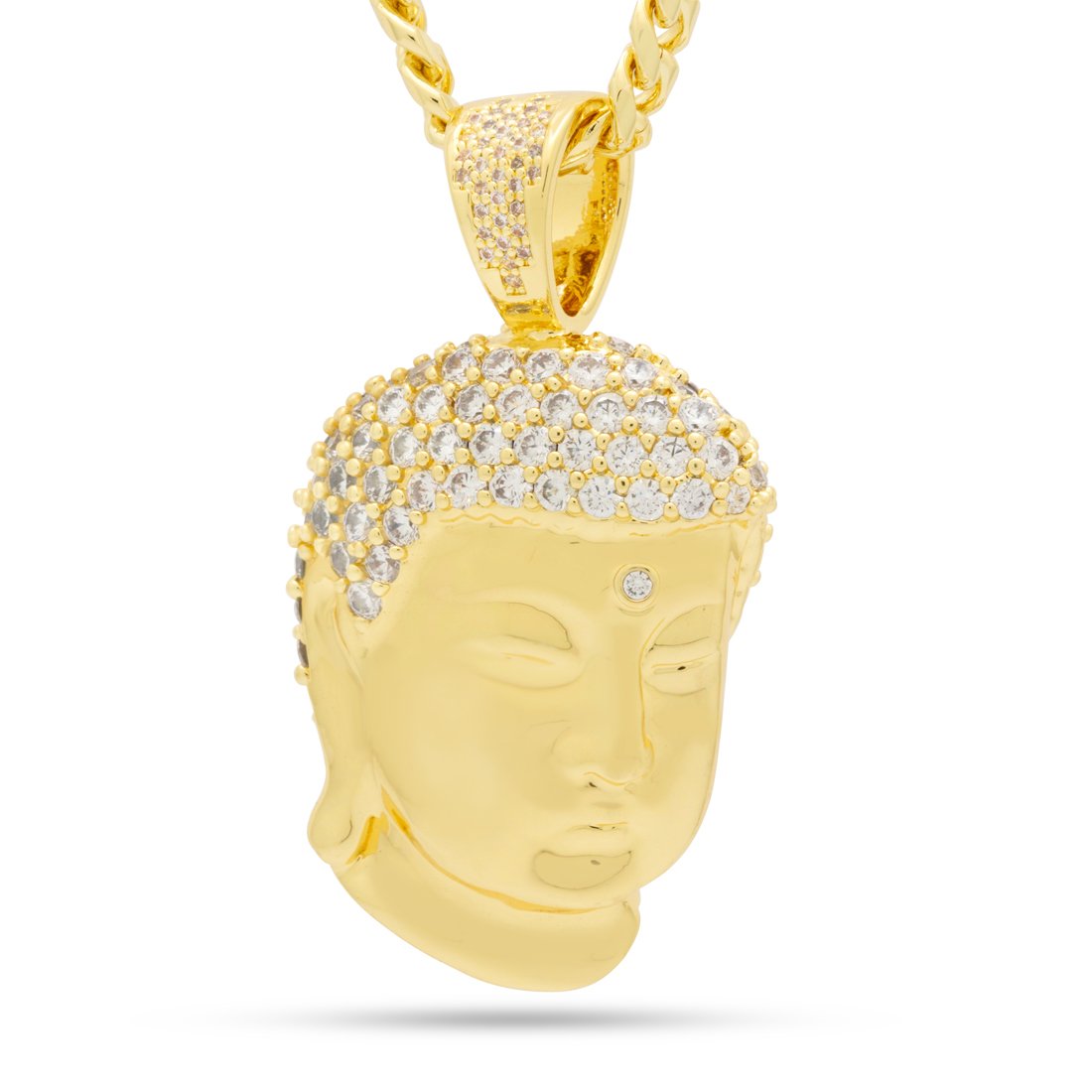 3D Boss Enlightened Buddha Necklace  in  14K Gold / 2.1" by King Ice