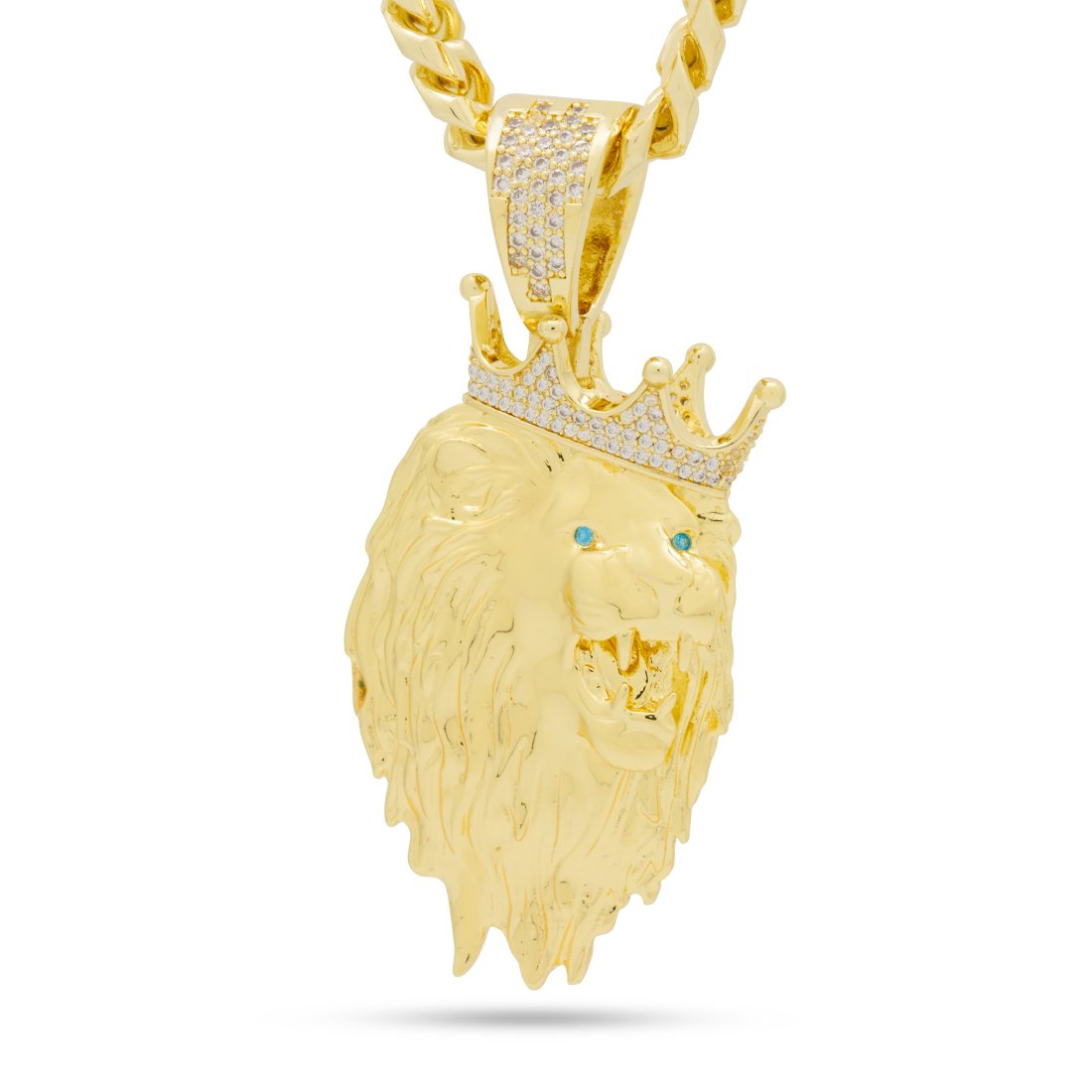 3D Boss Roaring Lion Necklace  in  14K Gold / 2.6" by King Ice