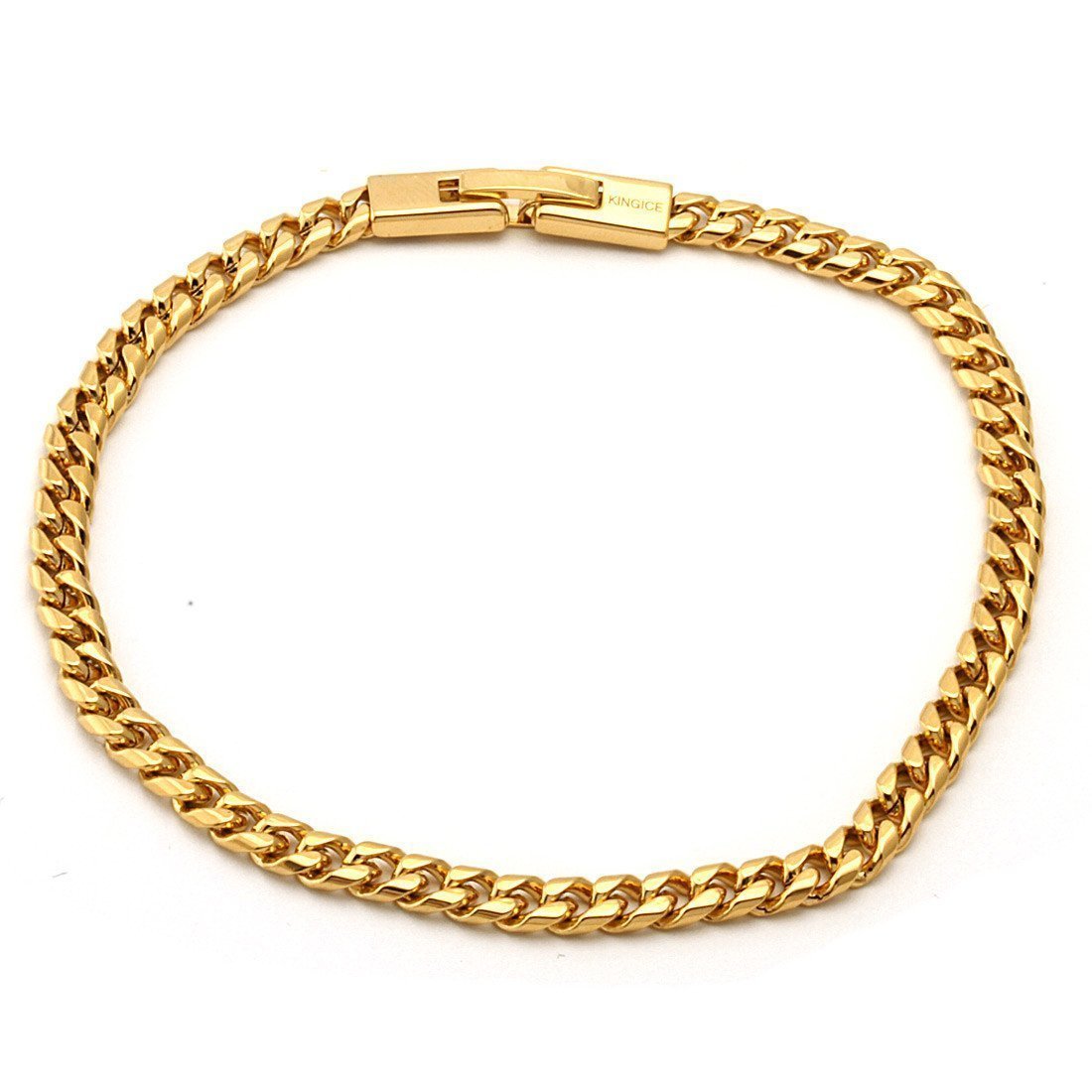 3mm Miami Cuban Link Bracelet  in  Gold Plated / 14K Gold / 7" by King Ice