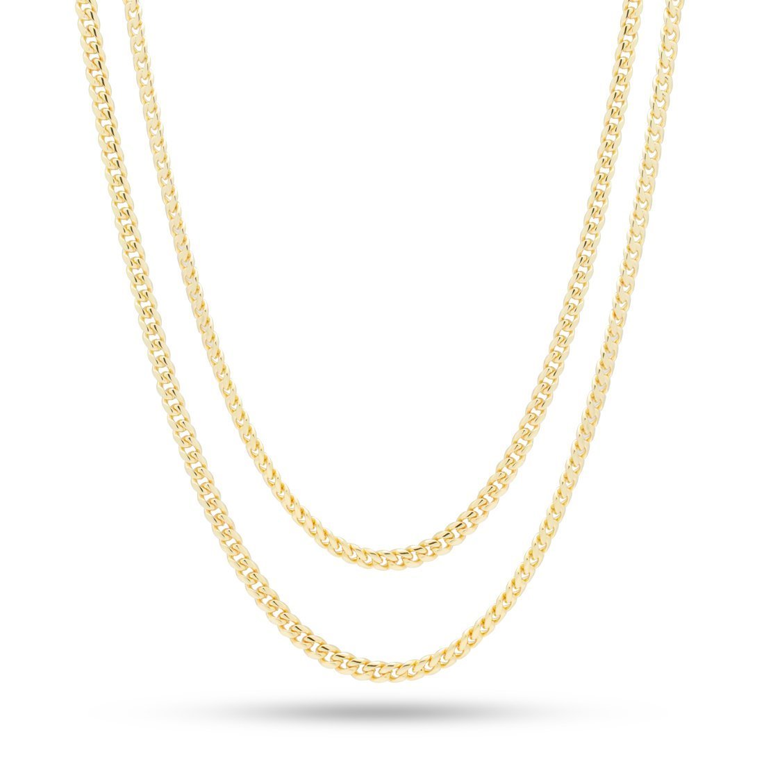 3mm Miami Cuban Link Chain Choker Set  in  Gold Plated / 14K Gold / 18"/20" by King Ice