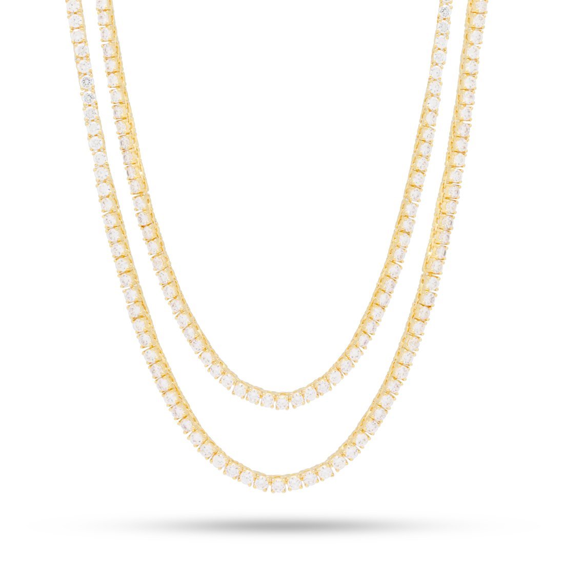 3mm Tennis Chain Choker Set  in  Gold Plated / 14K Gold / 18"/20" by King Ice