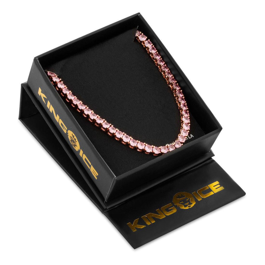 4mm Pink Tennis Chain  in  by King Ice