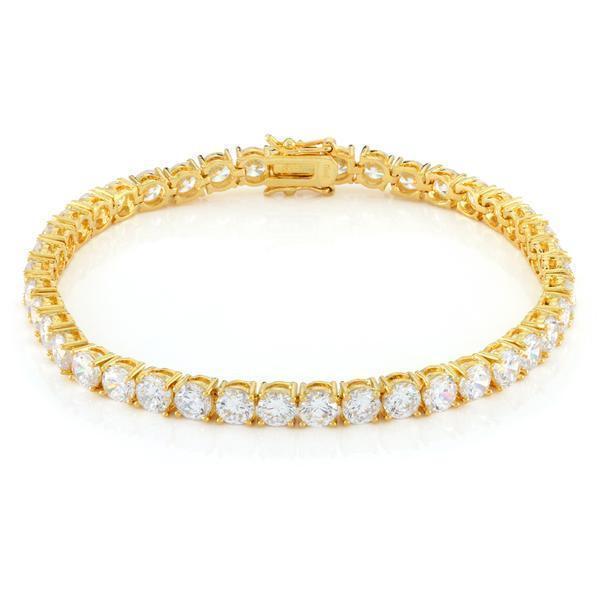 4mm Tennis Bracelet  in  Gold Plated / 14K Gold / 7" by King Ice