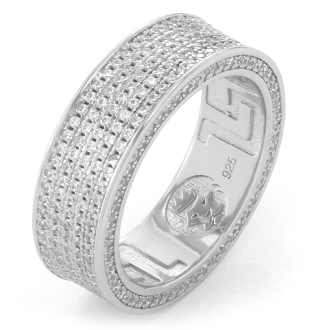 5-Row Infinity Ring  in  Sterling Silver / White Gold / 7 by King Ice